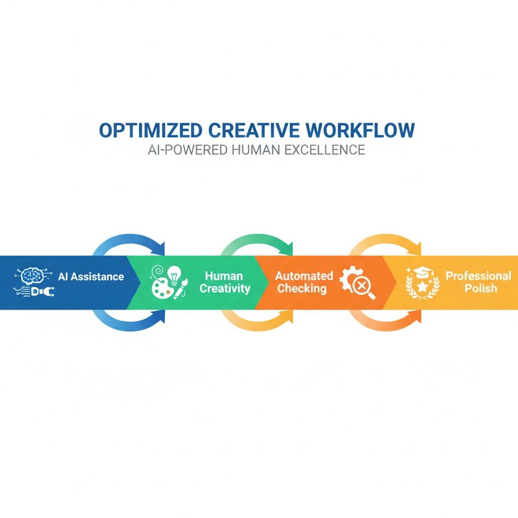 Visual timeline showing the four-step hybrid writing process with time allocations