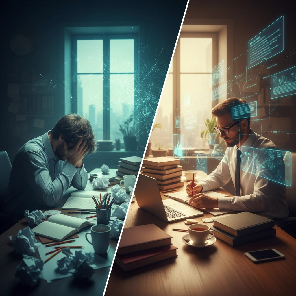 AI misuse and messy drafts vs professional writer using AI